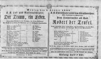 Theaterzettel (Oper und Burgtheater in Wien) 18490101 Seite: 1