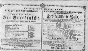 Theaterzettel (Oper und Burgtheater in Wien) 18490105 Seite: 1