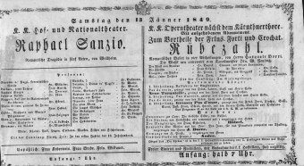 Theaterzettel (Oper und Burgtheater in Wien) 18490113 Seite: 1
