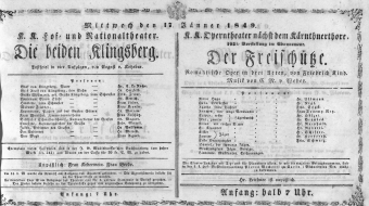 Theaterzettel (Oper und Burgtheater in Wien) 18490117 Seite: 1