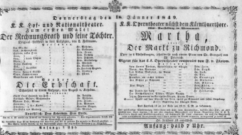 Theaterzettel (Oper und Burgtheater in Wien) 18490118 Seite: 1