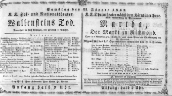 Theaterzettel (Oper und Burgtheater in Wien) 18490127 Seite: 1