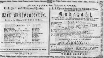Theaterzettel (Oper und Burgtheater in Wien) 18490129 Seite: 1