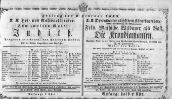 Theaterzettel (Oper und Burgtheater in Wien) 18490202 Seite: 1