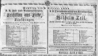 Theaterzettel (Oper und Burgtheater in Wien) 18490203 Seite: 1