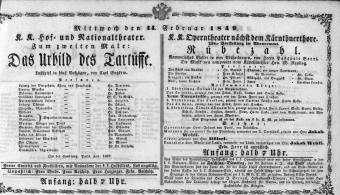Theaterzettel (Oper und Burgtheater in Wien) 18490214 Seite: 1
