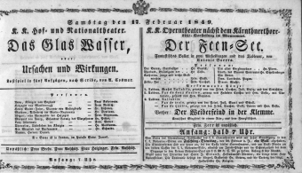 Theaterzettel (Oper und Burgtheater in Wien) 18490217 Seite: 1