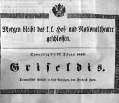 Theaterzettel (Oper und Burgtheater in Wien) 18490222 Seite: 1
