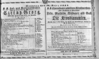 Theaterzettel (Oper und Burgtheater in Wien) 18490318 Seite: 1