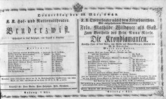 Theaterzettel (Oper und Burgtheater in Wien) 18490322 Seite: 1