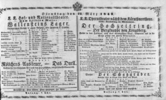 Theaterzettel (Oper und Burgtheater in Wien) 18490327 Seite: 1