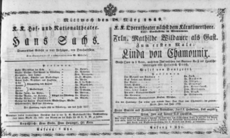 Theaterzettel (Oper und Burgtheater in Wien) 18490328 Seite: 1