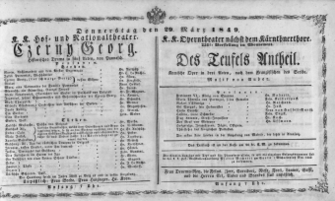 Theaterzettel (Oper und Burgtheater in Wien) 18490329 Seite: 1