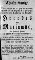 Theaterzettel (Oper und Burgtheater in Wien) 18490413 Seite: 1
