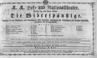 Theaterzettel (Oper und Burgtheater in Wien) 18490413 Seite: 3