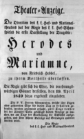 Theaterzettel (Oper und Burgtheater in Wien) 18490419 Seite: 1