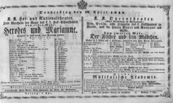 Theaterzettel (Oper und Burgtheater in Wien) 18490419 Seite: 2