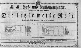 Theaterzettel (Oper und Burgtheater in Wien) 18490424 Seite: 1