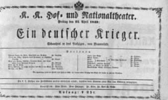 Theaterzettel (Oper und Burgtheater in Wien) 18490427 Seite: 1