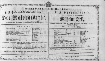 Theaterzettel (Oper und Burgtheater in Wien) 18490503 Seite: 1