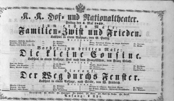 Theaterzettel (Oper und Burgtheater in Wien) 18490504 Seite: 1