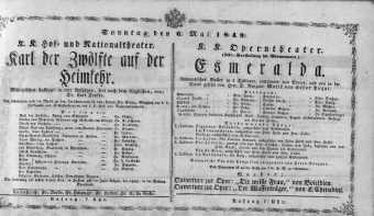 Theaterzettel (Oper und Burgtheater in Wien) 18490506 Seite: 1
