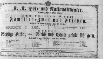 Theaterzettel (Oper und Burgtheater in Wien) 18490508 Seite: 1