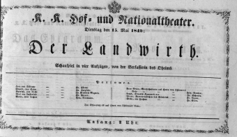 Theaterzettel (Oper und Burgtheater in Wien) 18490515 Seite: 1