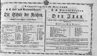 Theaterzettel (Oper und Burgtheater in Wien) 18490517 Seite: 1