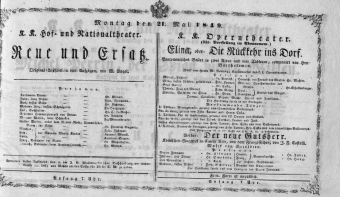 Theaterzettel (Oper und Burgtheater in Wien) 18490521 Seite: 1