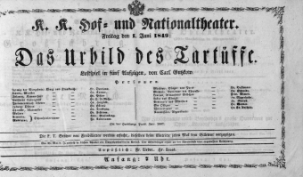 Theaterzettel (Oper und Burgtheater in Wien) 18490601 Seite: 1