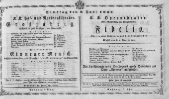 Theaterzettel (Oper und Burgtheater in Wien) 18490602 Seite: 1