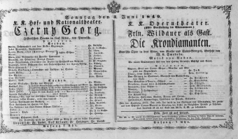 Theaterzettel (Oper und Burgtheater in Wien) 18490603 Seite: 1
