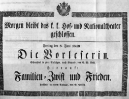 Theaterzettel (Oper und Burgtheater in Wien) 18490608 Seite: 1