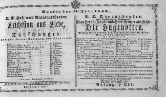 Theaterzettel (Oper und Burgtheater in Wien) 18490611 Seite: 1