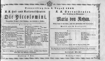 Theaterzettel (Oper und Burgtheater in Wien) 18490802 Seite: 1