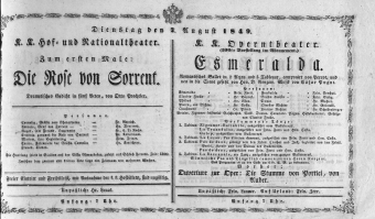 Theaterzettel (Oper und Burgtheater in Wien) 18490807 Seite: 1