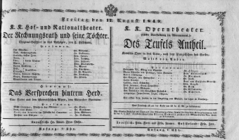 Theaterzettel (Oper und Burgtheater in Wien) 18490817 Seite: 1