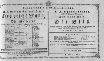 Theaterzettel (Oper und Burgtheater in Wien) 18490830 Seite: 1