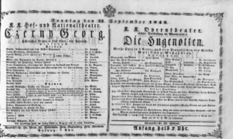 Theaterzettel (Oper und Burgtheater in Wien) 18490923 Seite: 1