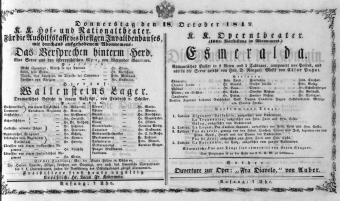 Theaterzettel (Oper und Burgtheater in Wien) 18491018 Seite: 1