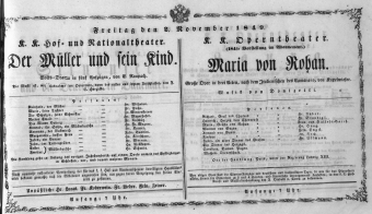 Theaterzettel (Oper und Burgtheater in Wien) 18491102 Seite: 1