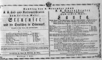 Theaterzettel (Oper und Burgtheater in Wien) 18491103 Seite: 1