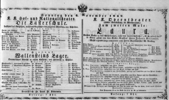Theaterzettel (Oper und Burgtheater in Wien) 18491104 Seite: 1