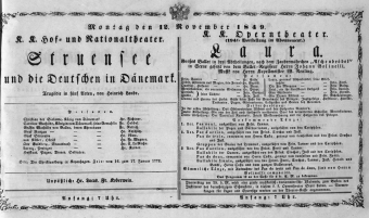 Theaterzettel (Oper und Burgtheater in Wien) 18491112 Seite: 1
