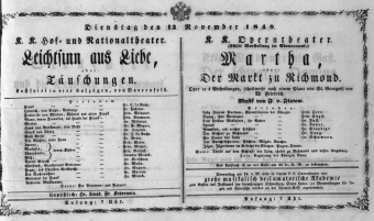 Theaterzettel (Oper und Burgtheater in Wien) 18491113 Seite: 1
