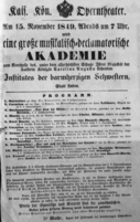 Theaterzettel (Oper und Burgtheater in Wien) 18491115 Seite: 1