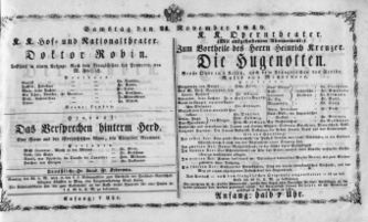 Theaterzettel (Oper und Burgtheater in Wien) 18491124 Seite: 1