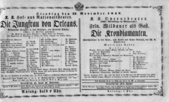 Theaterzettel (Oper und Burgtheater in Wien) 18491127 Seite: 1