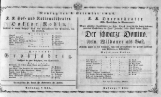 Theaterzettel (Oper und Burgtheater in Wien) 18491203 Seite: 1
